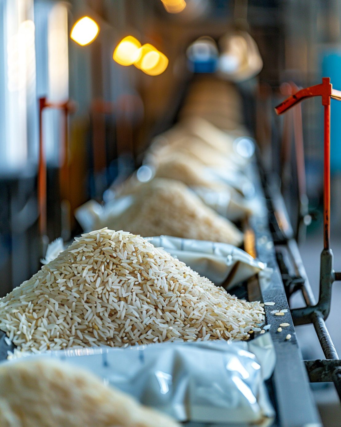 rice in the factory industry. selective focus. food.